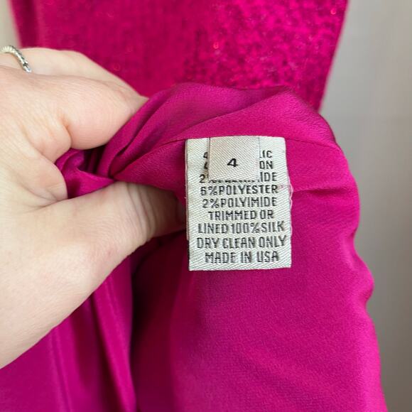 Lela Rose Metallic Pink A-Line Knit Tweed Dress Sz 4 - Picture 10 of 10